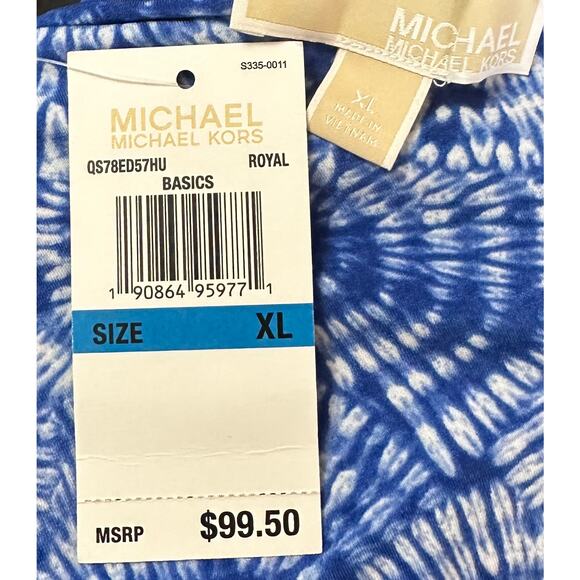 NWT Michael Kors Maxi Dress Blue Sunburst Logo Strap Side Slit Size XL - Picture 11 of 12